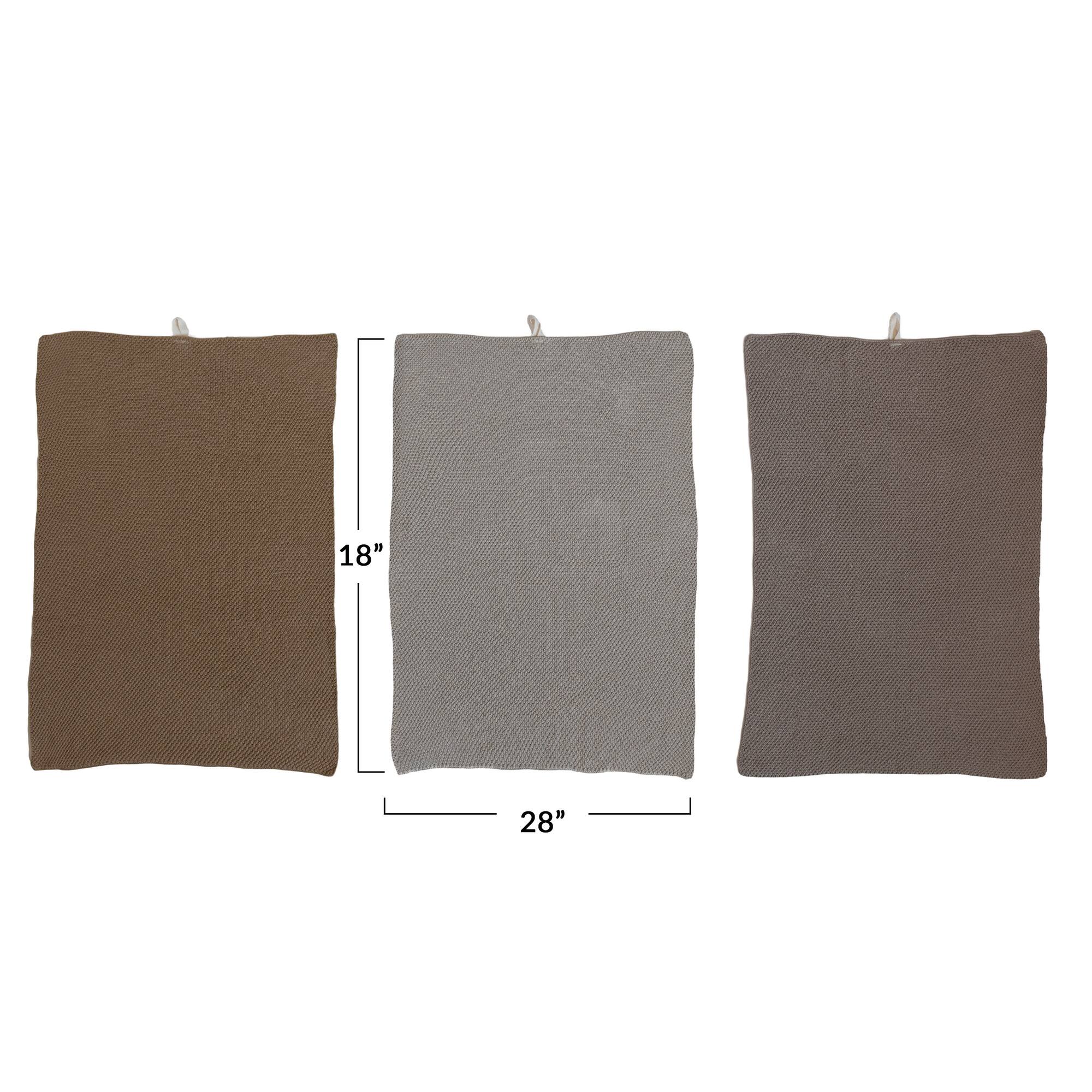 Hello Honey® Neutral Cotton Knit Tea Towel Set